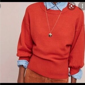 Anthropologie Moth Sz S Cabin Sweater Balloon
Dolman Sleeve Burnt Orange Fall EC